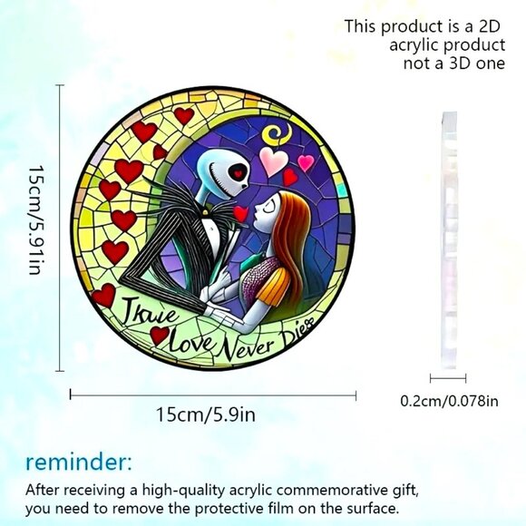 Suncatcher Jack Skellington Sally Disney Nightmare Hanging Window Colorful Decor - Picture 3 of 3